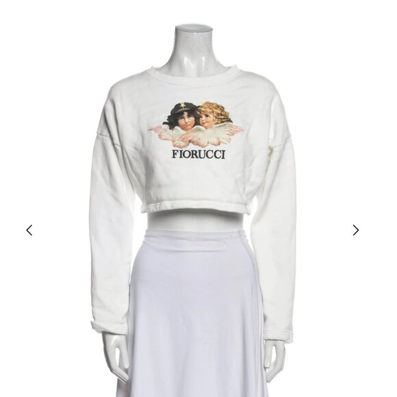 Fiorucci Tops - Fiorucci Graphic Print Crew Neck Crop Top Size: S in White